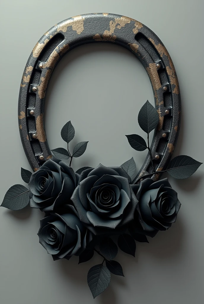 HORSE SHOE WITH BLACK ROSES
