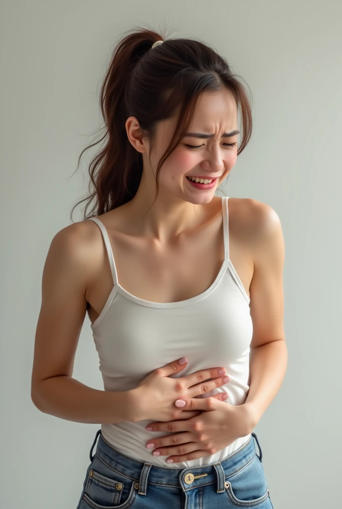 A woman with a stomachache 