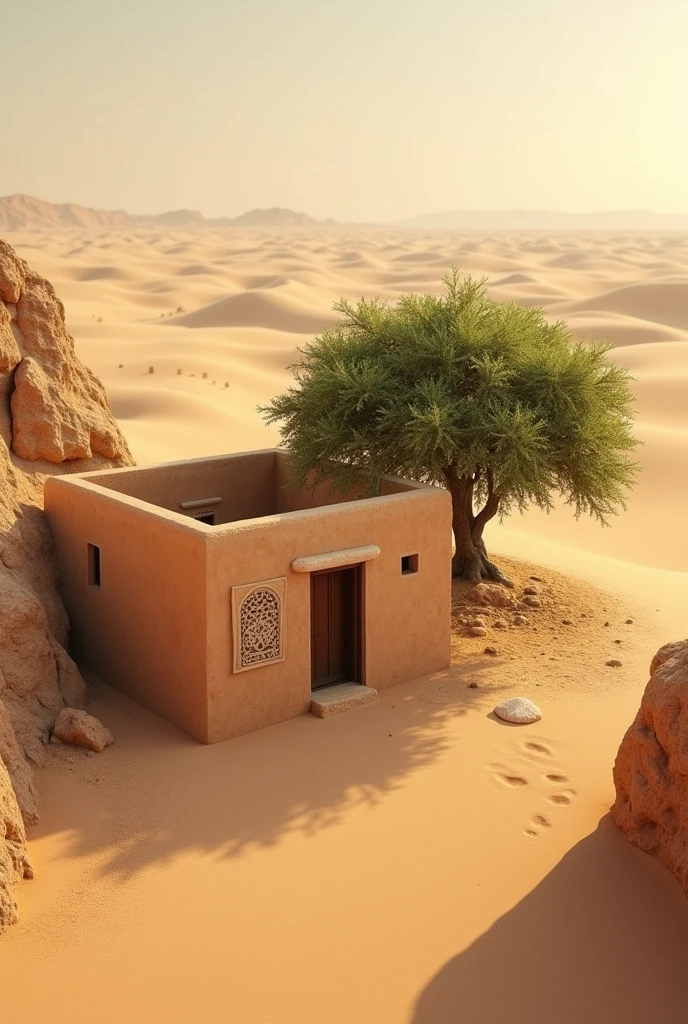 Jaisalmer desert mude house with tree