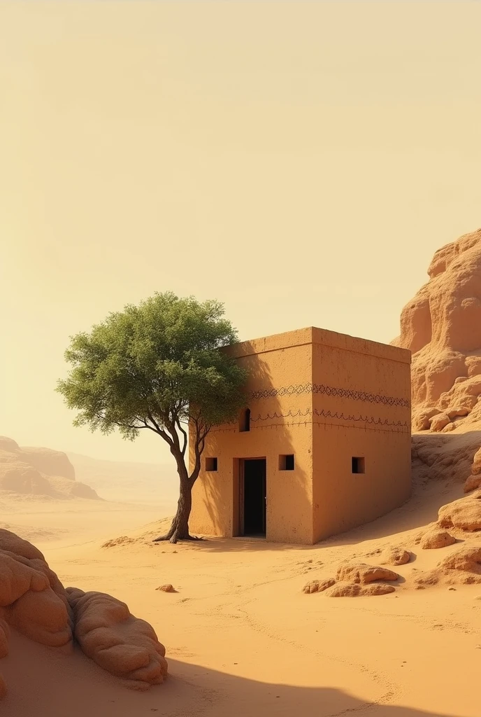 Jaisalmer desert mude house with tree