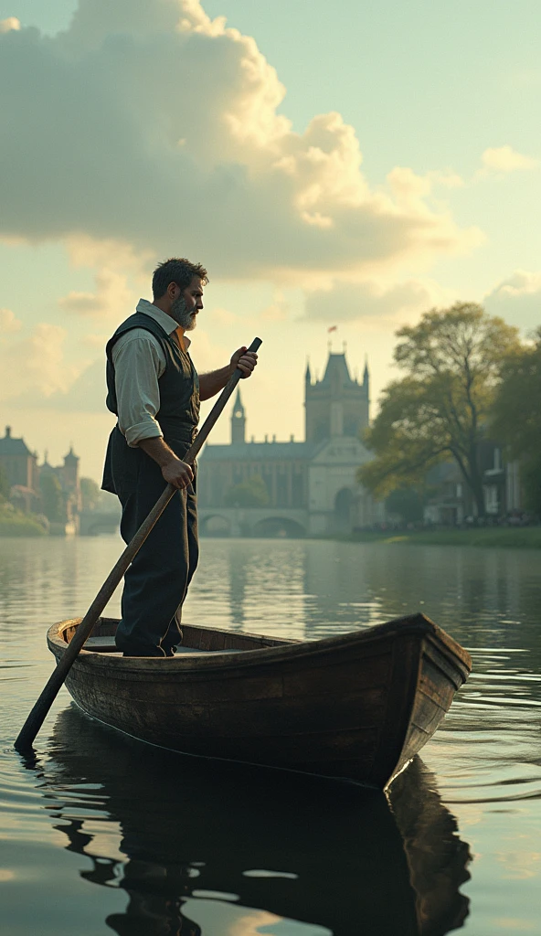 I was a simple boatman once on river thames cinematic realistic 