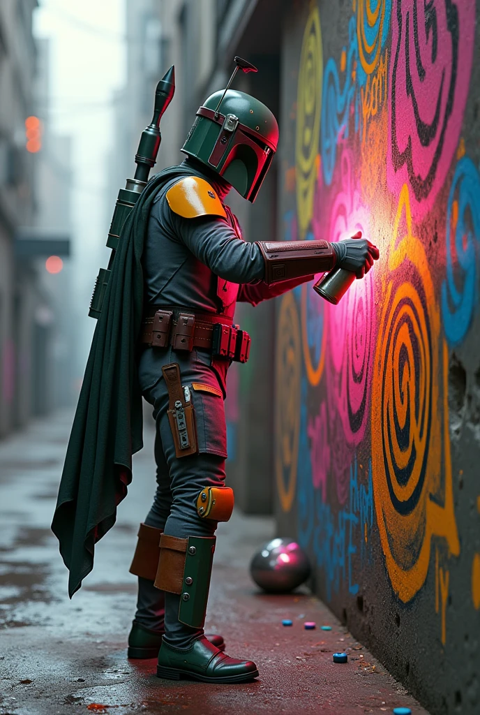 Boba Fett spray-painting graffiti、Star Wars、movie、Mandaean、