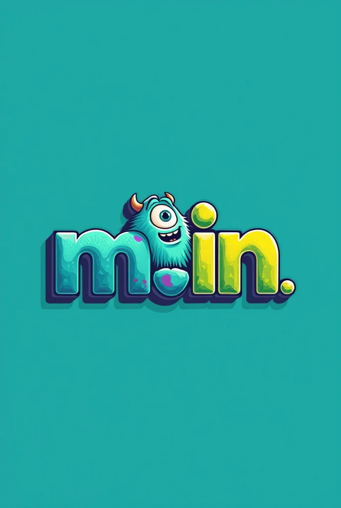 I want a logo with the word "m.IN.in." based on the colors of monsters inc by solivan and mike wazowski