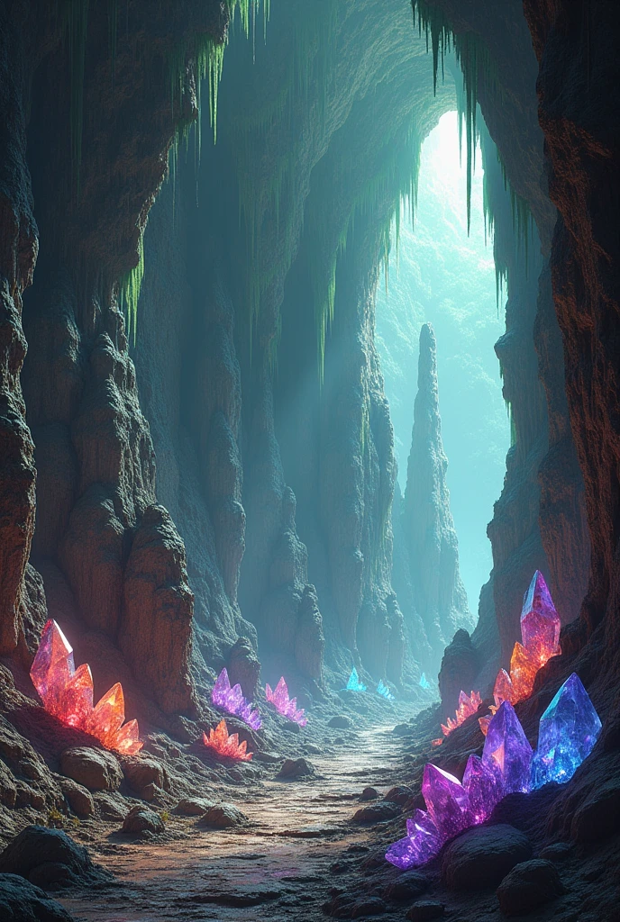 Create an image of a cave full of minerals 



