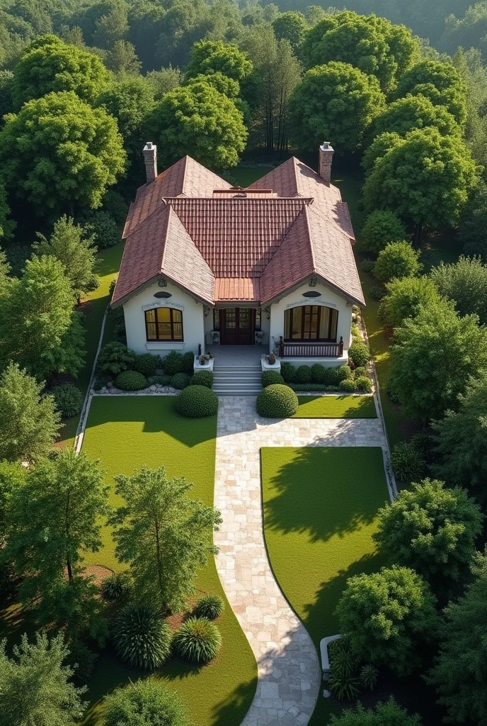 4000 SQ FT land beautiful small single stroey RCC house like dream home with surrounding garden and fruit tree. In surface area photo like drone photo