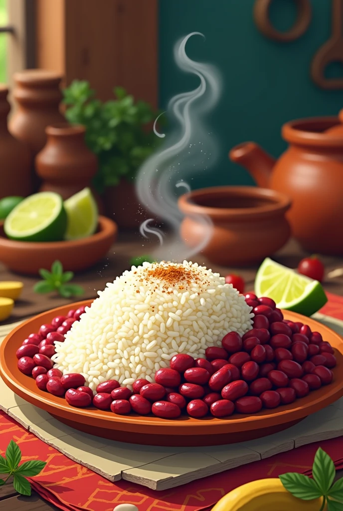 Guatemalan dish “Rice and beans” in animated form