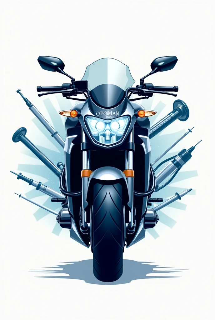 Hospital motorcycle logo with hospital instruments