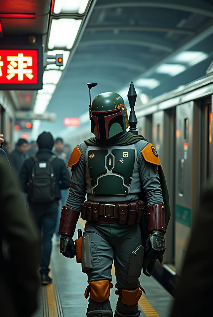Boba Fett on the Tokyo subway、Star Wars、movie、Mandaean、
