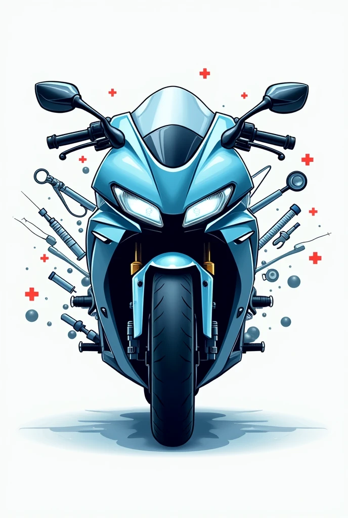 Hospital motorcycle logo with hospital instruments