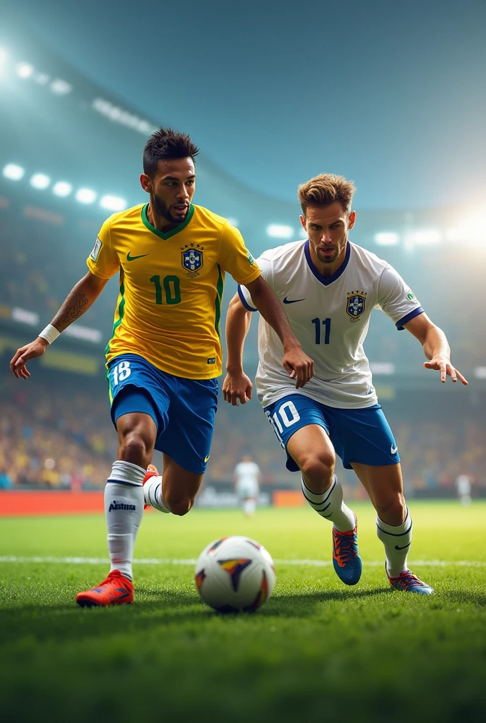 Neymar dribbling past Endrick
