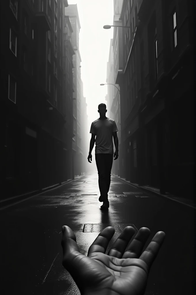 my hand Reaching out for holding you, but I only got a vague shadow of a person walking away.