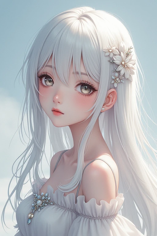 Model girl anime character hairstyle white with beuty full girl
