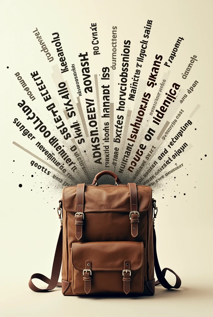 Vintage bag, filled and going to spill, the items going to jumb out side texts or vectors of skills, ideas, aptitude, career bahaviur etc bpicture themes career good make it proper school bag, use the text skill aptitude behavior and vector of career ideas