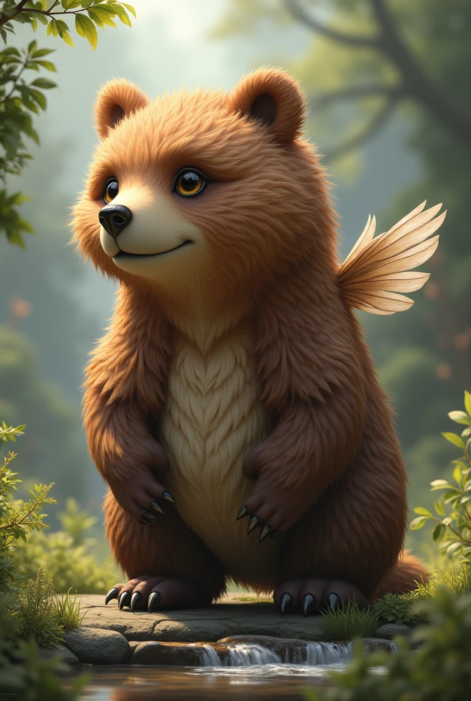 Fusion of a brown bear and a sparrow