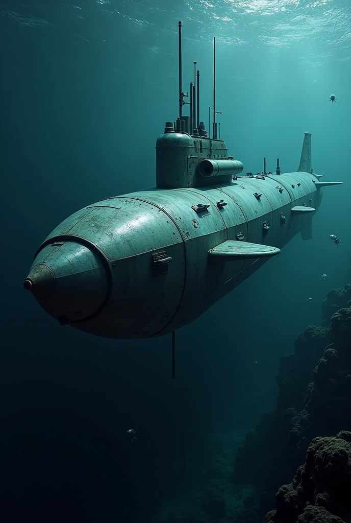 Make a picture of a futuristic submarine 