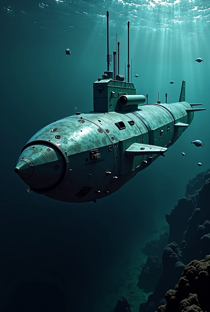 Make a picture of a futuristic submarine