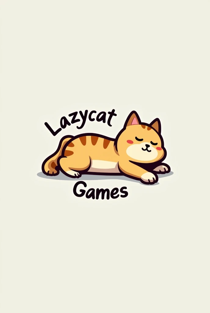 A company logo called LazyCat Games, with a cute cat stretching