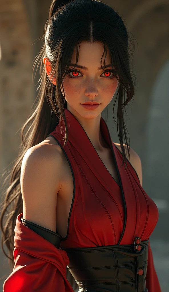(photorealistic:1.4),best quality,realistic, masterpiece, an extremely delicate and beautiful, CG,extremely detailed ,highres, extremely detailed, 1girl, tifa_lockhart,beautiful detailed girl,full body, realistic,japanese clothes, beautiful detailed red eyes, light on face, cinematic lighting,,