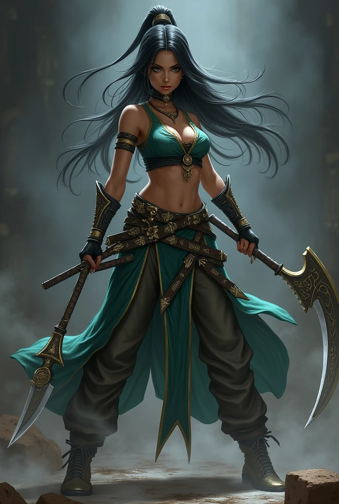 Akali with scythe and kunai