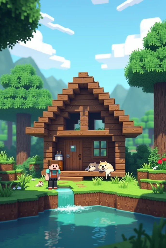 I played minecraft, I found a wolf and made a house