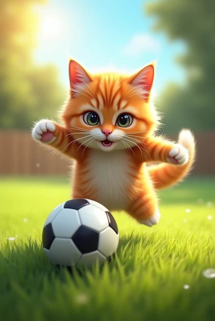Cat playing football
