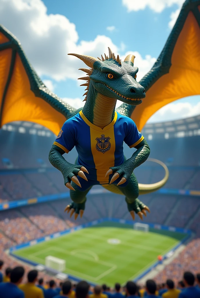 Dragon in the state of La Bombonera with Boca Juniors shirt