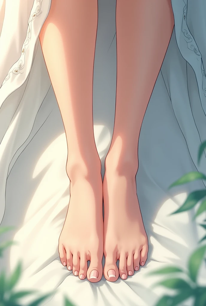 Anime girl with beautiful feet 
