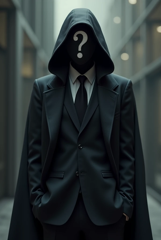  with a mask with a "?" Drawn on the mask and suit