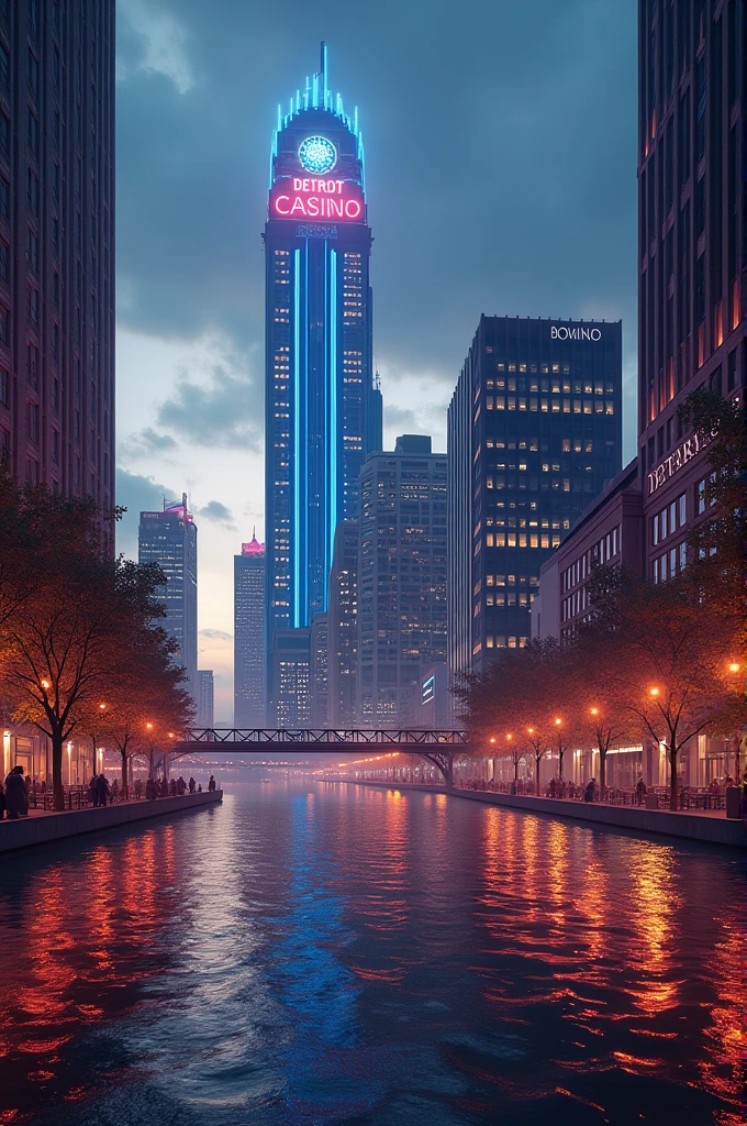 An image of the Detroit skyline or iconic landmarks like the Detroit Motor City Casino.