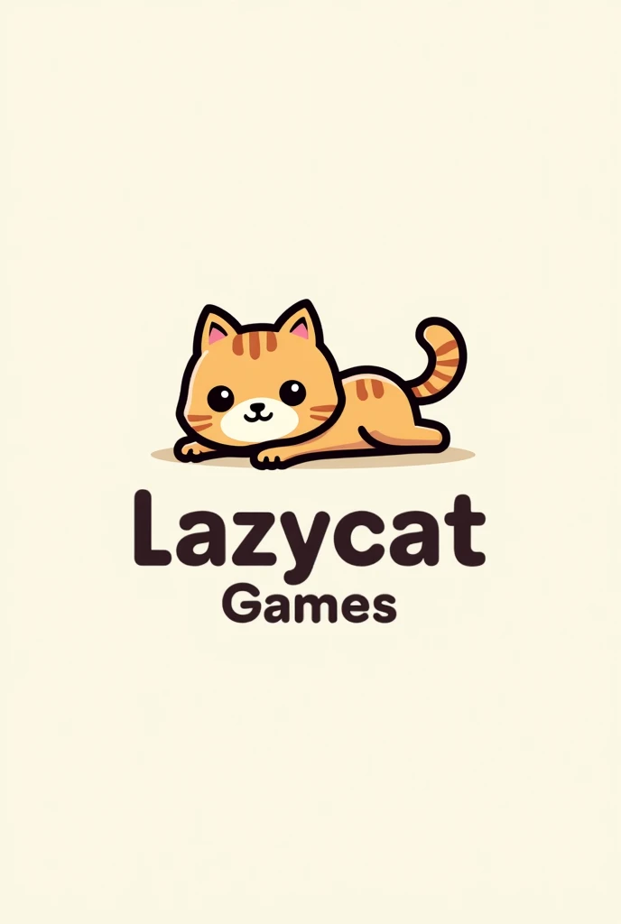 A company logo called LazyCat Games, with a cute cat stretching