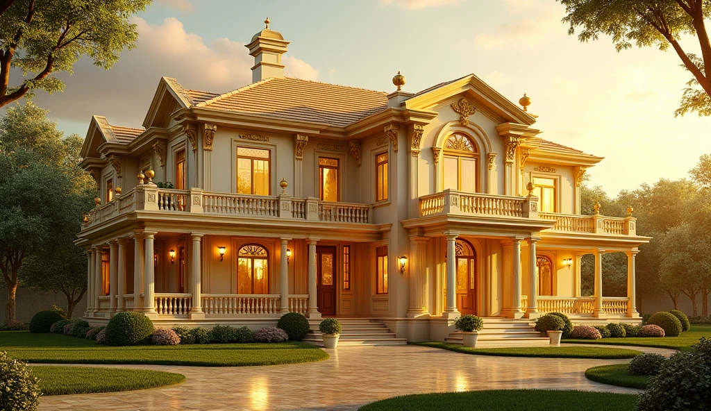 A beautiful golden colored house