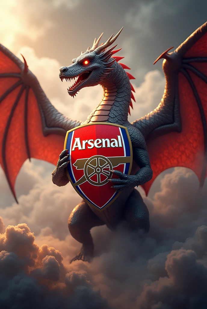 Dragon defending the Arsenal club logo 