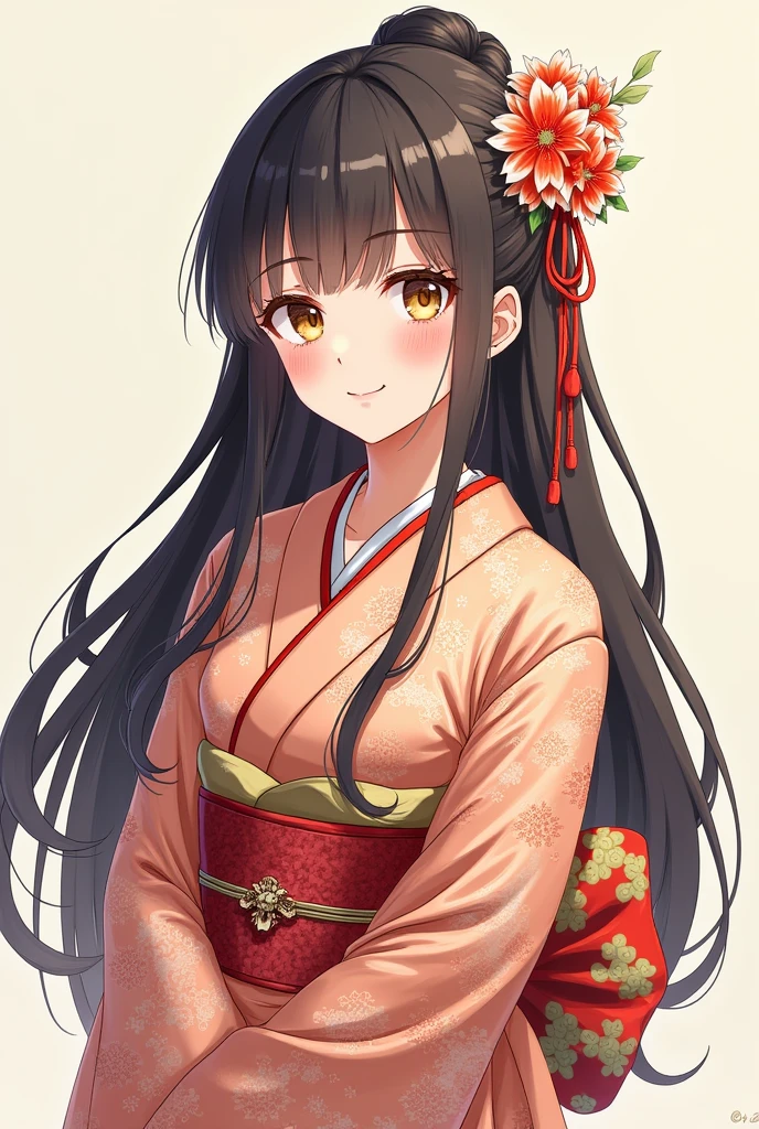 Kimono Beauty、Anime Style、smilingly、3:3、stamp