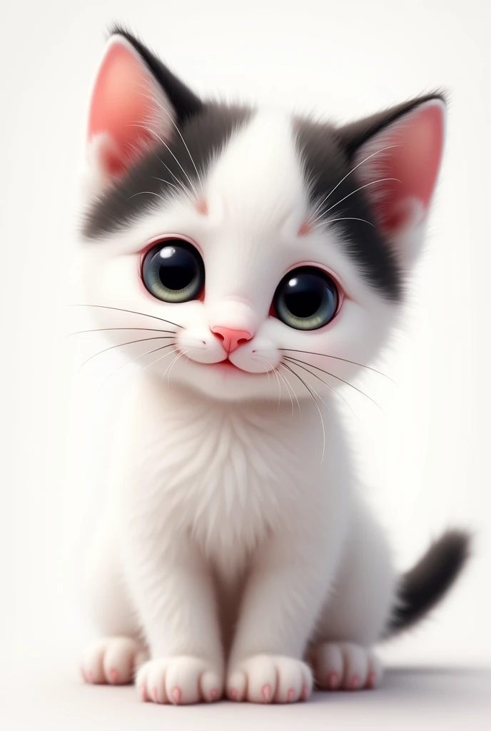 White kitten with black