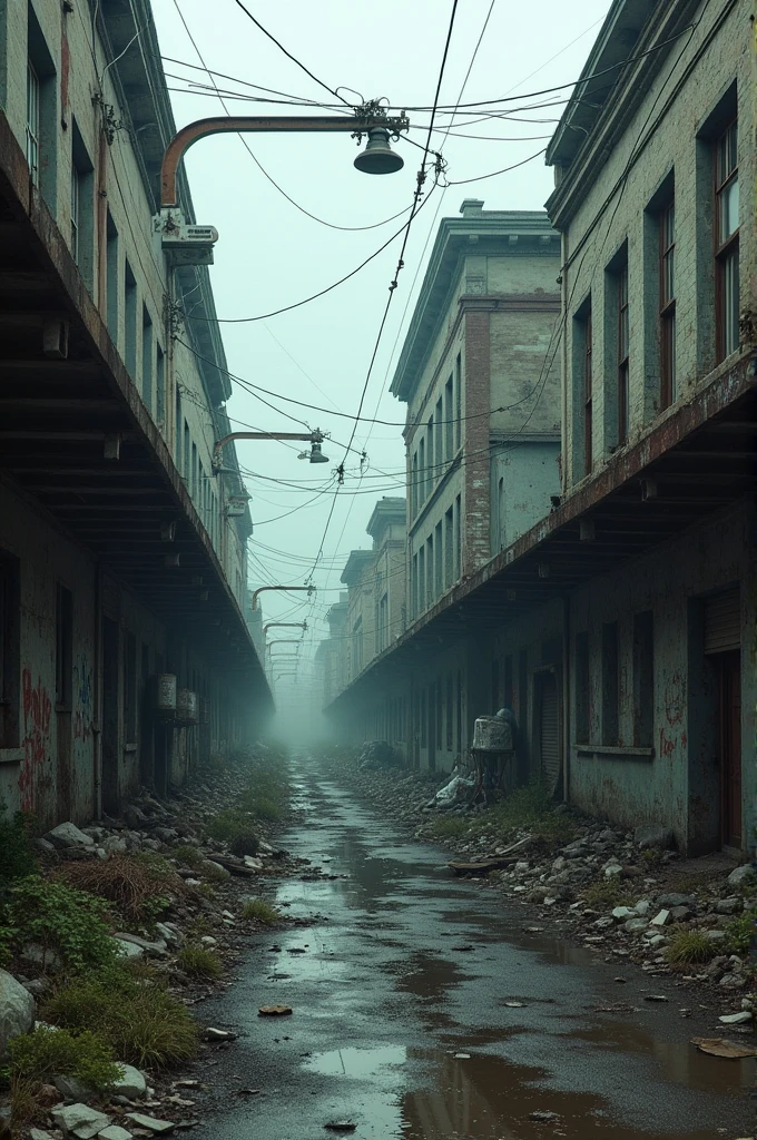 Pictures of abandoned or dilapidated areas to emphasize economic challenges