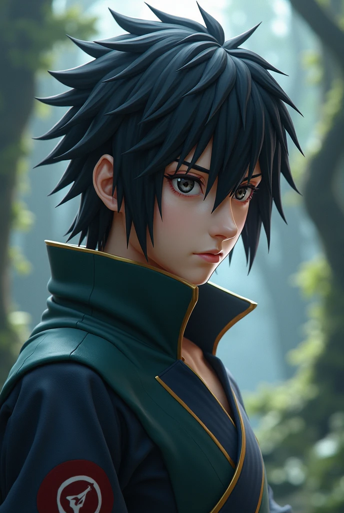 Frontal portrait Hyper focus, Sasuke uchiha realisitic, hiperrealisitics, realisitic, a body in the renatosphere, epic 3D realism, best in wlop, kan liu, daz3d, trends in CGsociety, estilo realisitic hiperdetalhado, completo cosplay, by Ric Nagualero, album, hyung tae kim, 8k, irreal engine 5, film composition, retratos realisitics hiperdetalhados, 3D game art, CG Society, Fantasyart, hd art of season, estética realisitic, cinematic lighting, border light, smooth light, border light de filme, fine glow, ultradetailed, 8k, uso realisitic de luz e cor, cinematic light, rendered in cinema4d 500–1000 AD -- ar 3:4- Niji 6