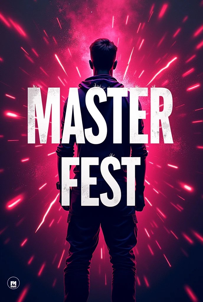 CREATE A PARTY INVITATION THAT SAYS MASTER FEST AND IN THE BACKGROUND AND NOTHING IN PINK OR GIRLY COLORS