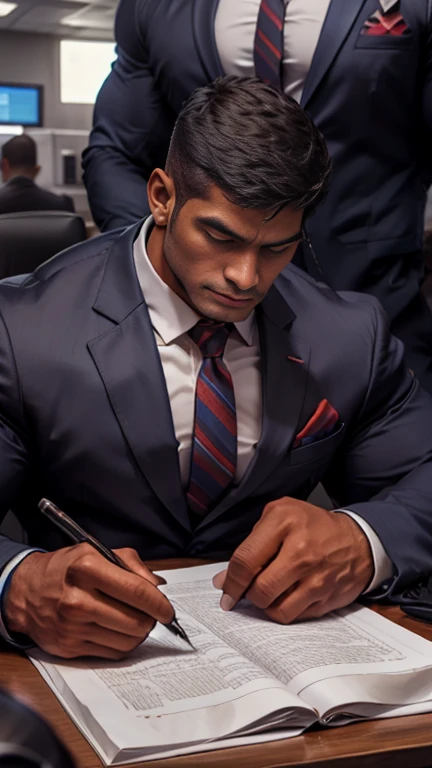 Business suit, close up focus on indian big monster bulge during he doing work, masterpiece 