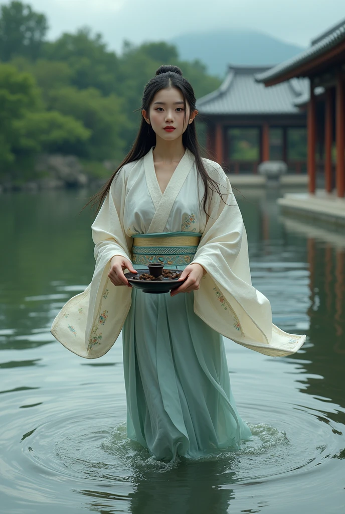 When the water rises, scoop it up quickly., Japanese white woman