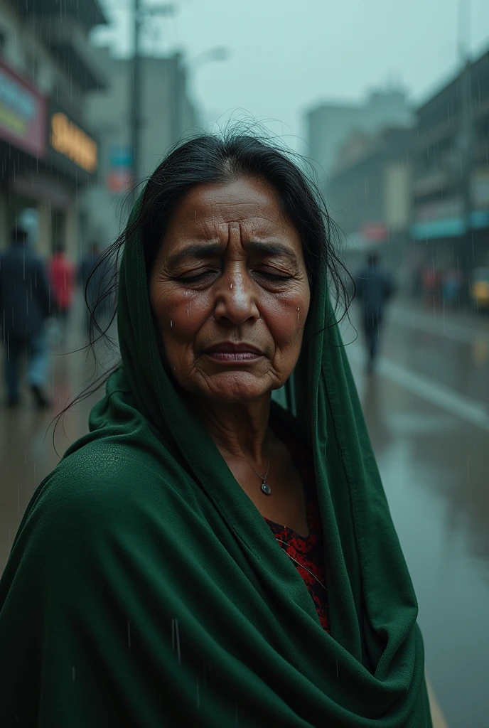 Sheak hasina crying on road wile raining 