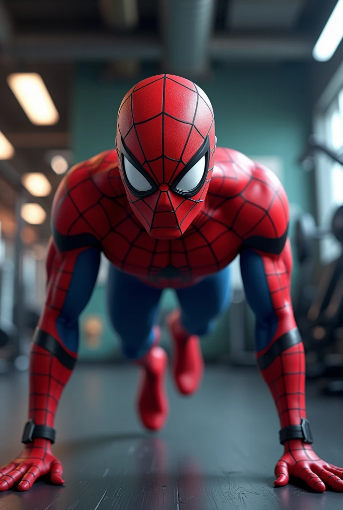 Spiderman doing push ups at grm