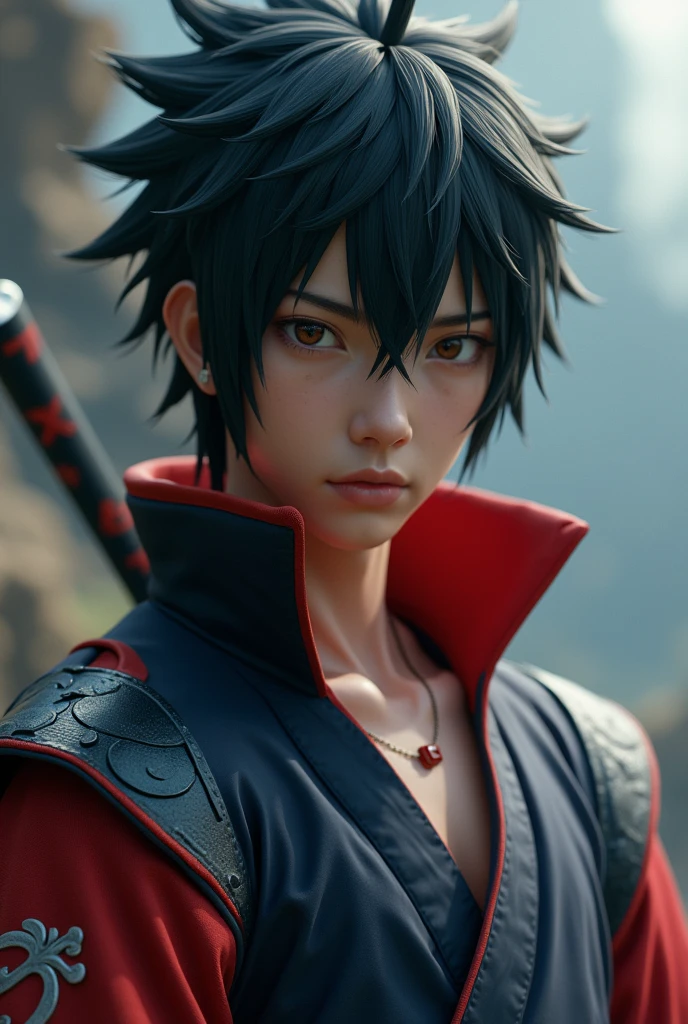 Frontal portrait Hyper focus, Sasuke uchiha realisitic, hiperrealisitics, realisitic, a body in the renatosphere, epic 3D realism, best in wlop, kan liu, daz3d, trends in CGsociety, estilo realisitic hiperdetalhado, completo cosplay, by Ric Nagualero, album, hyung tae kim, 8k, irreal engine 5, film composition, retratos realisitics hiperdetalhados, 3D game art, CG Society, Fantasyart, hd art of season, estética realisitic, cinematic lighting, border light, smooth light, border light de filme, fine glow, ultradetailed, 8k, uso realisitic de luz e cor, cinematic light, rendered in cinema4d 500–1000 AD -- ar 3:4- Niji 6