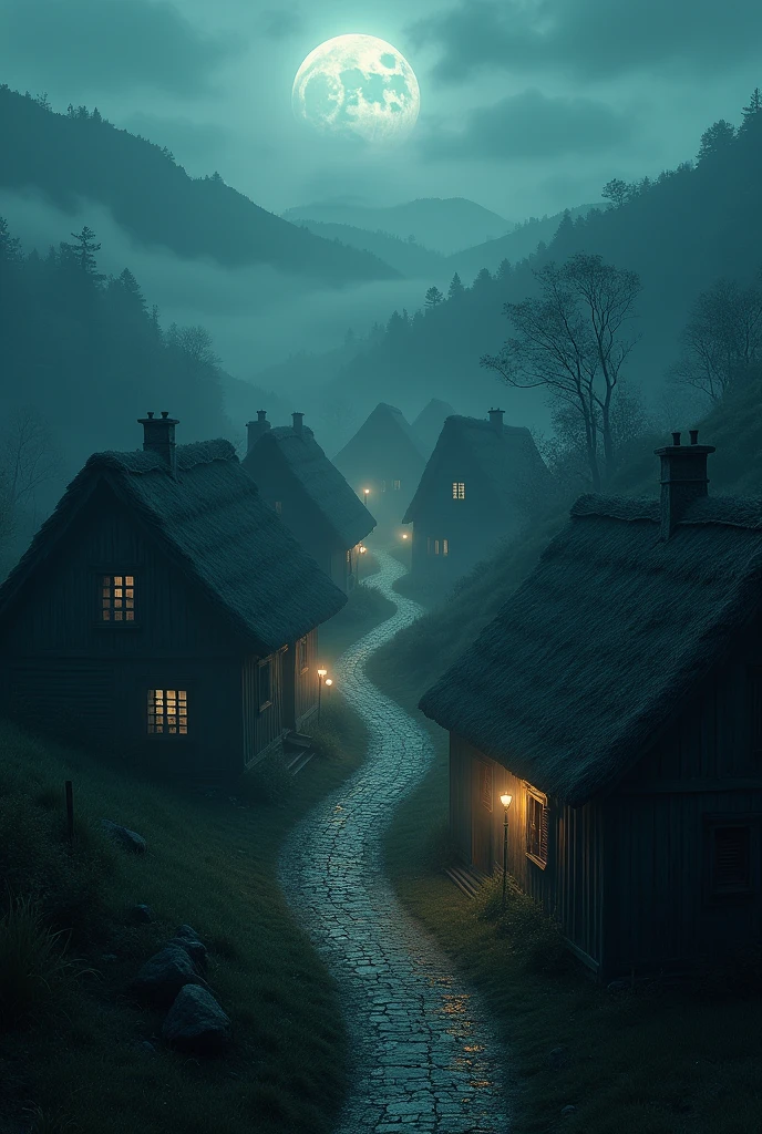 Ghost village Ghosts roaming in Village tope drone view night