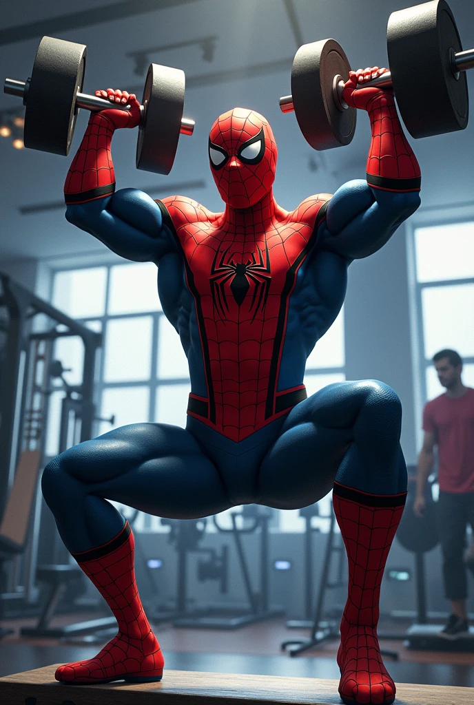 Spiderman upping dumple at gym