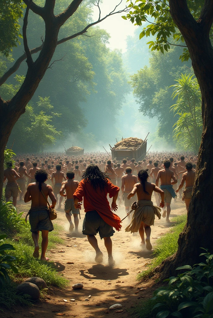Portuguese fleeing from the indigenous people