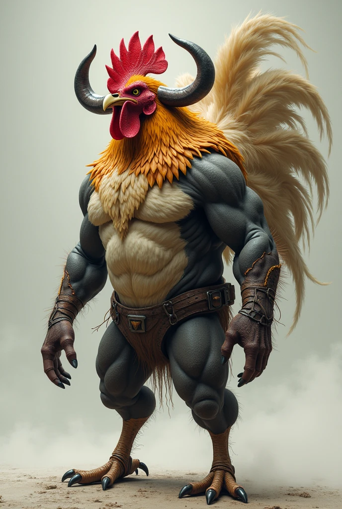 Half chicken half buffalo bodied person