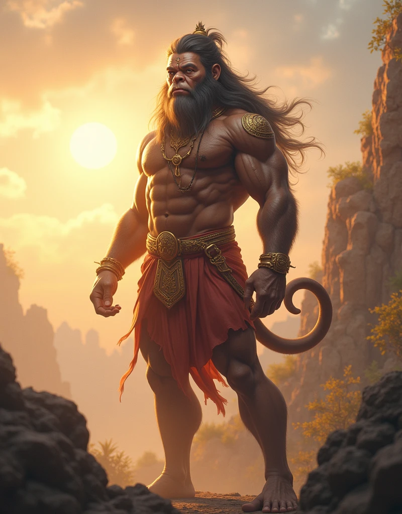 Lord Hanuman only ey face mix. Background lighting morning