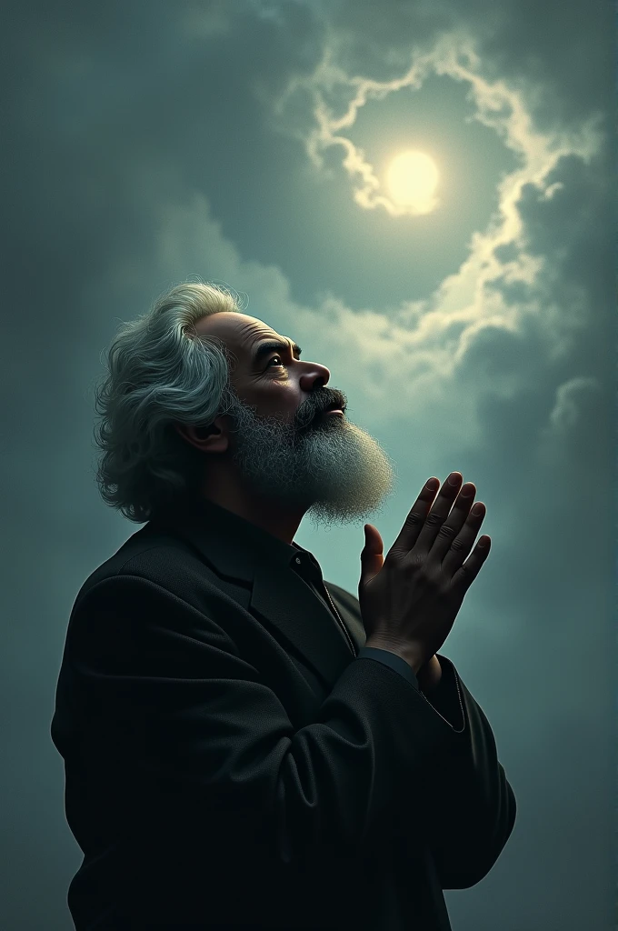 marx praying and looking at the sky