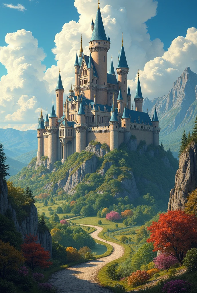 Magical medieval kingdom, fancy, big fit ass, castelo big fit ass, LANDSCAPE IMAGE, focus on the kingdom, Spectator view
