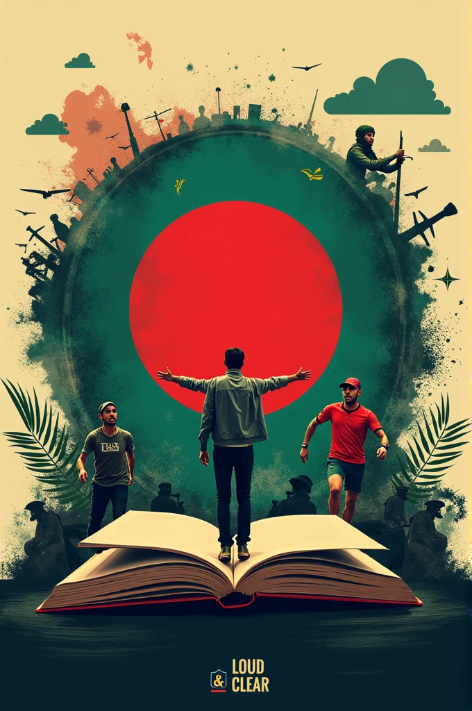 A profile image for a Documentary based Facebook page which Name is “LouD & CleaR”use as a Tag
Use some semble of Bangladesh national flag, Book,worldMap,Sports,war's 